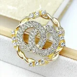 Double Ring Rhinestone Circle Brooch/Pin